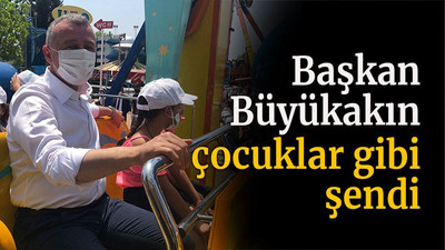 Başkan Büyükakın çocuklar gibi şendi